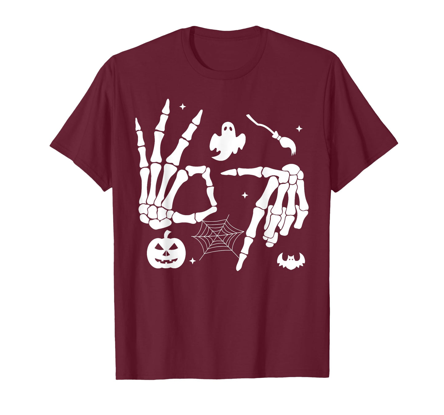 6 7 Meme Halloween Skeleton Hand Sign Six Seven T-Shirt