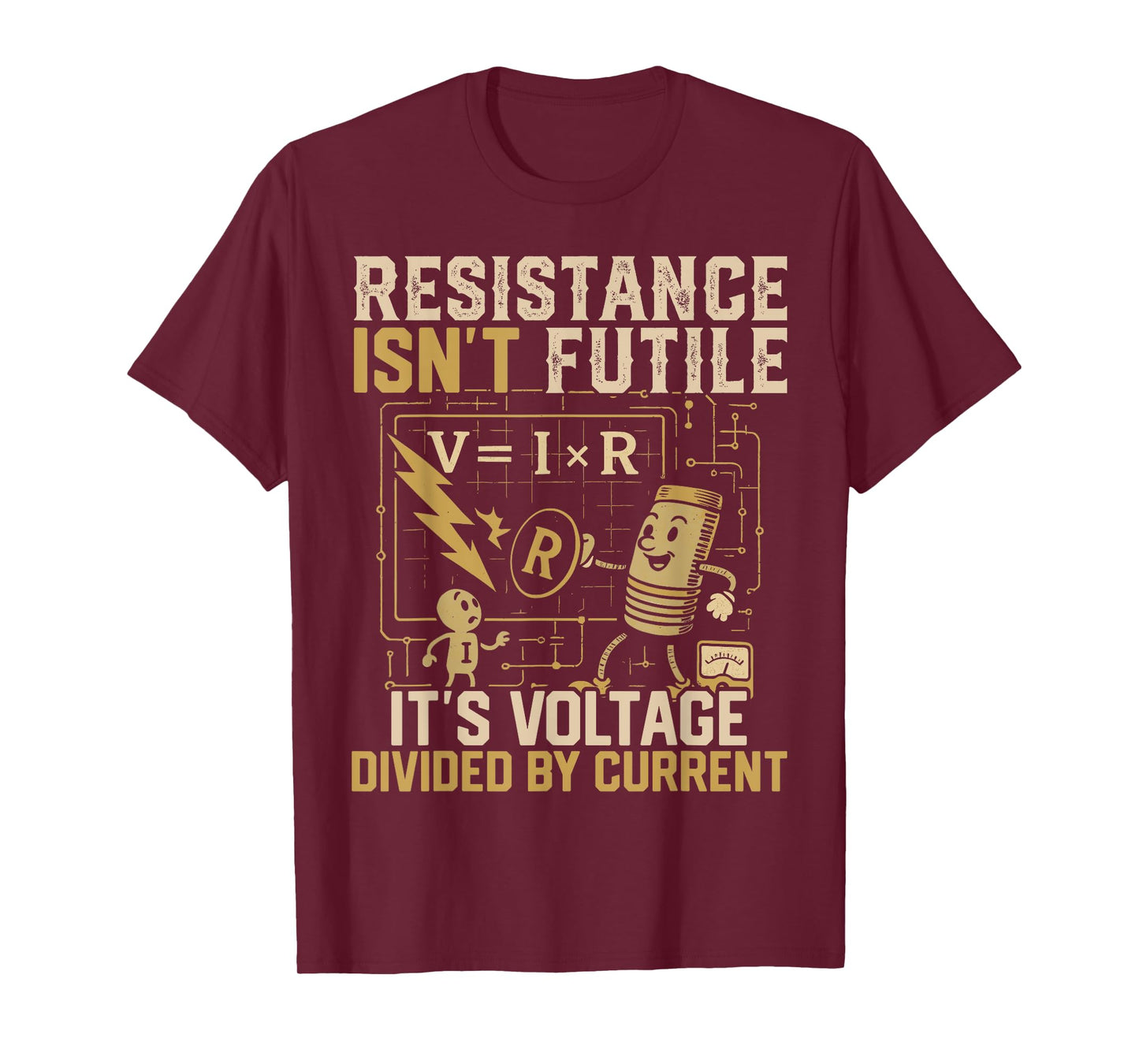 Electrician Pun Vintage Retro Resistance Isn't Futile It's T-Shirt