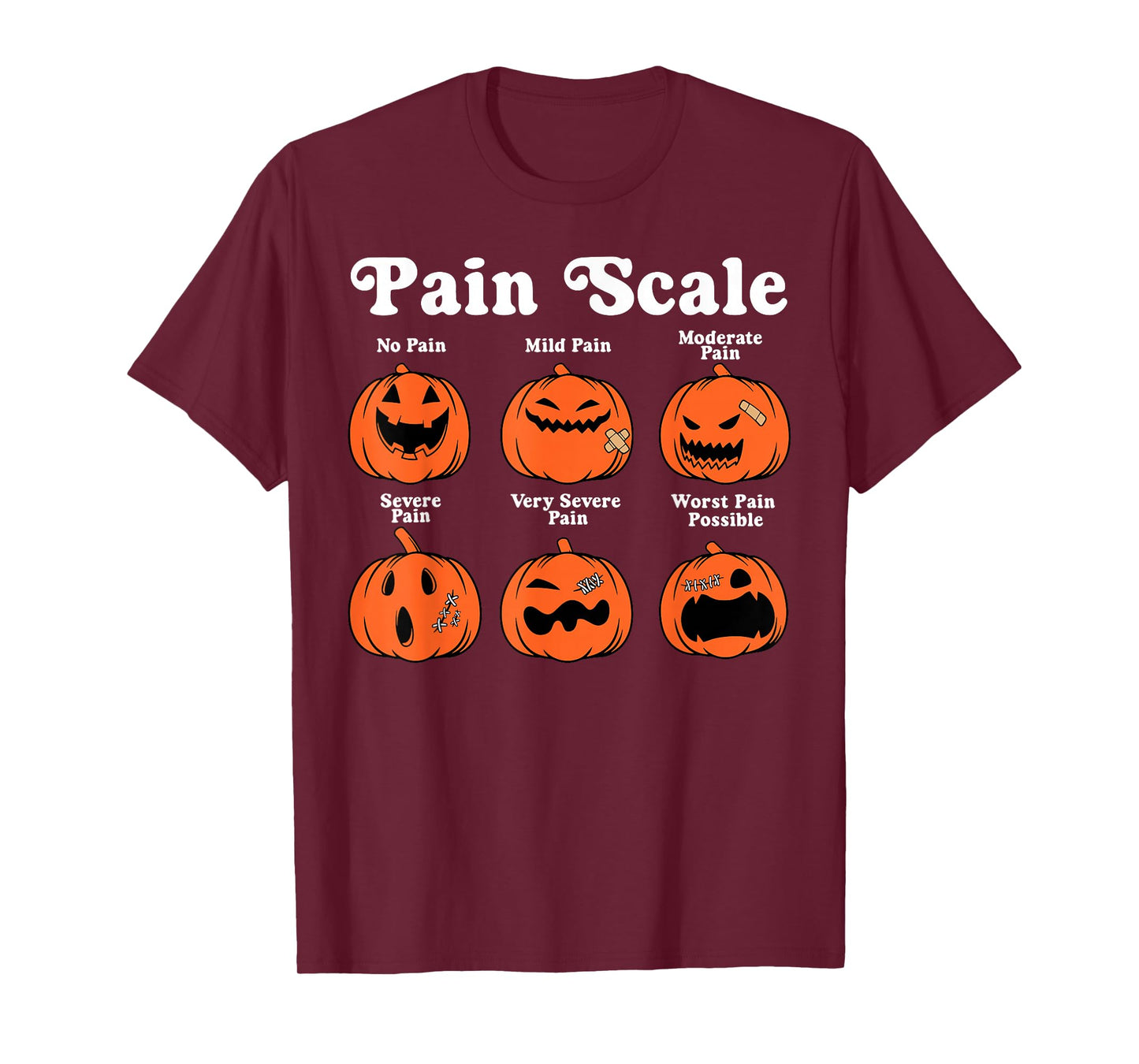 Pain Scale Spooky Pumpkin Fall Halloween Trauma Nurse Triage T-Shirt