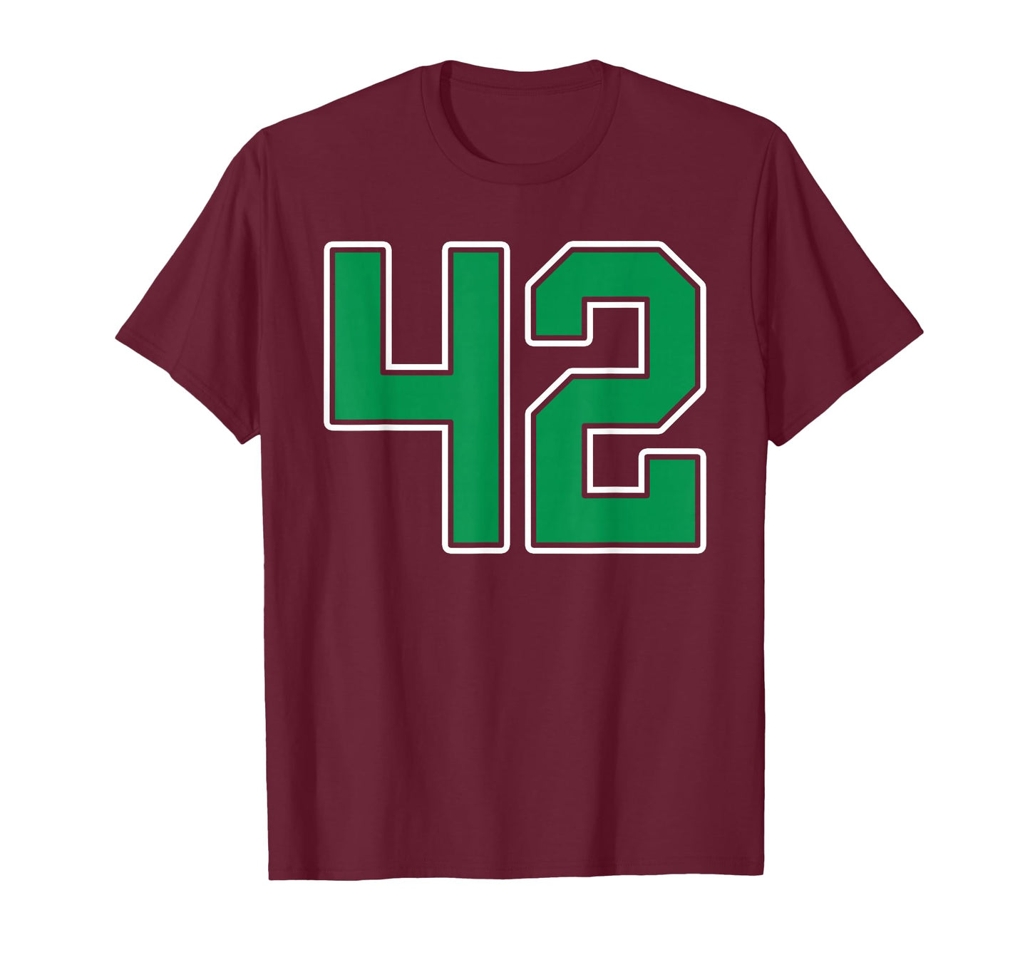 Kelly Green White Number 42 Jersey Player Uniform #42 T-Shirt