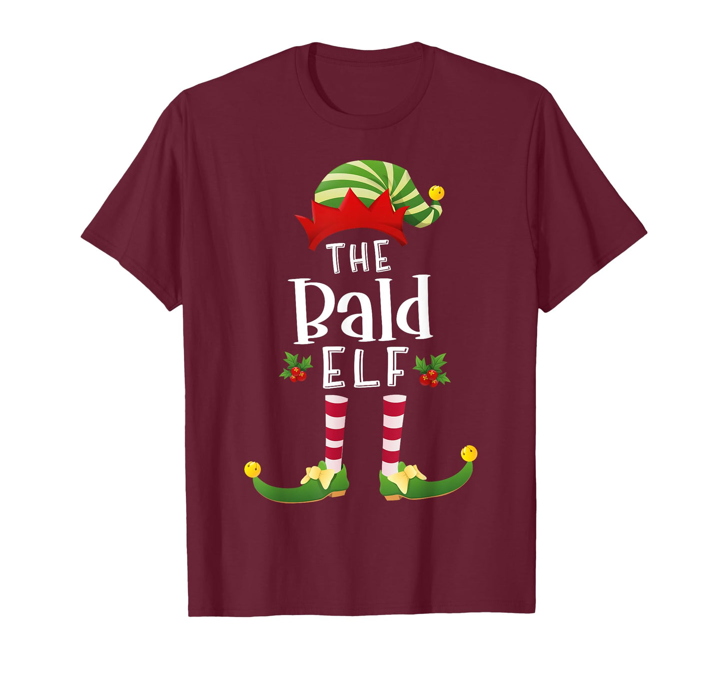 Bald Christmas Elf Matching Pajama X-Mas Party T-Shirt