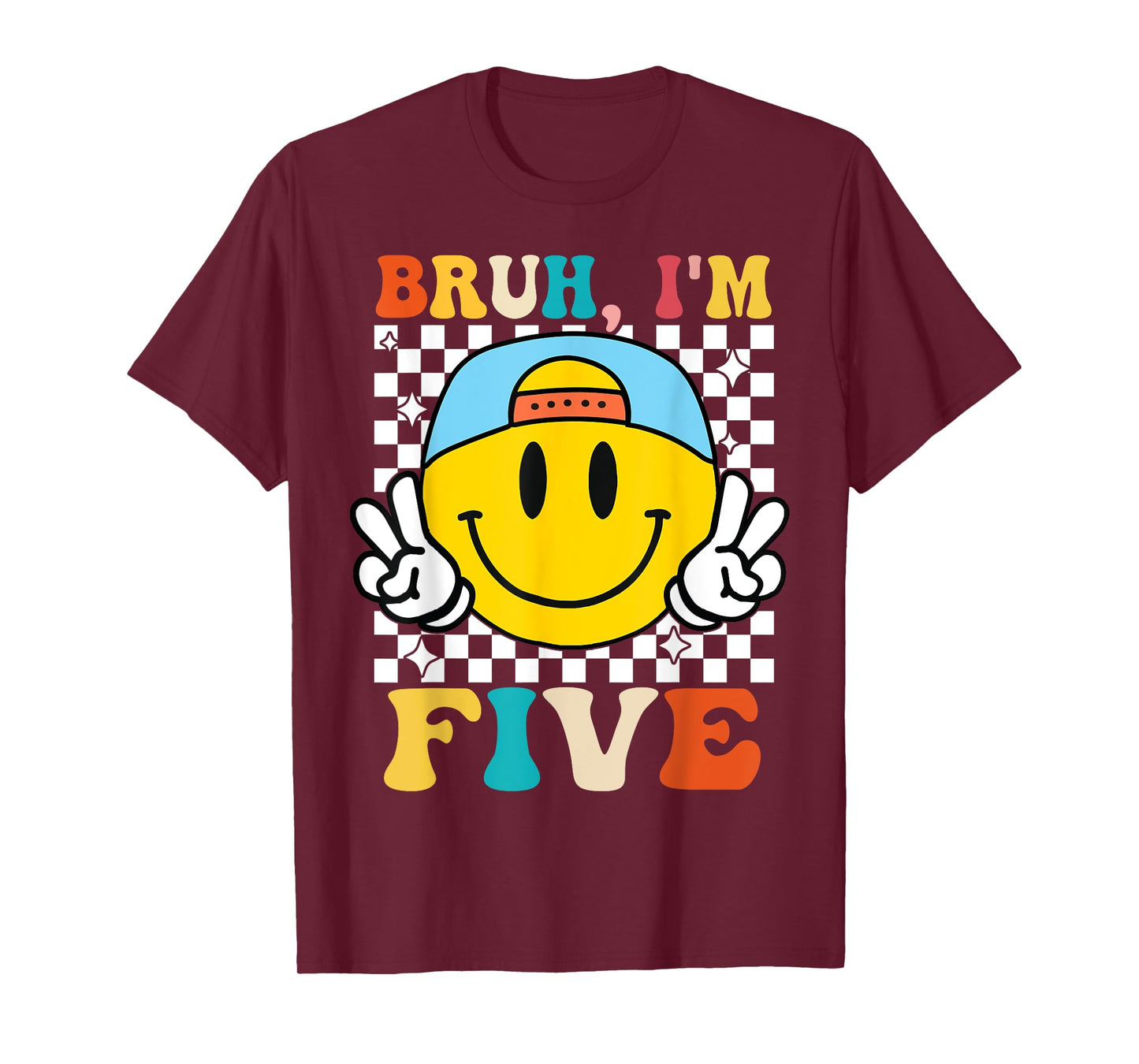 Bruh I'm Five 5 5th Birthday Groovy Boys Girls 5 Years Old T-Shirt