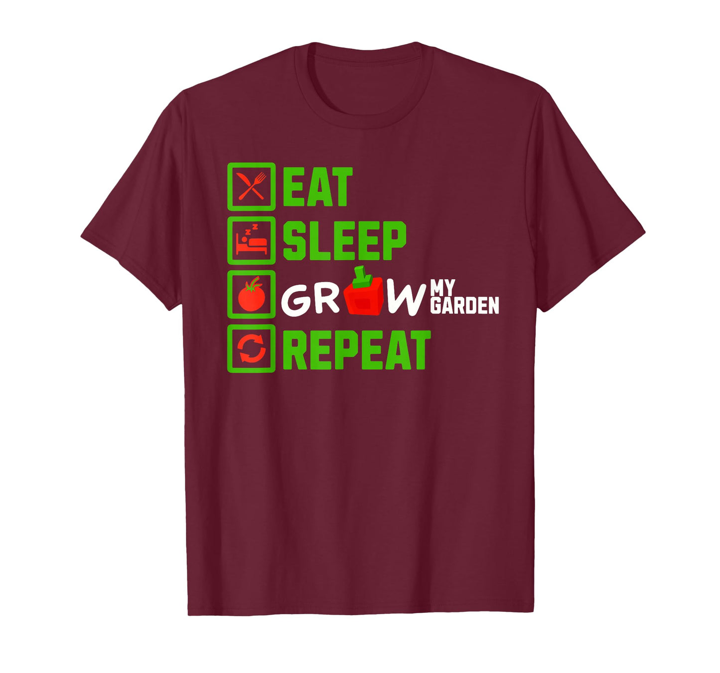 EAT Sleep Grow My Garden Repeat Boys Girls Gamer Gaming Tee T-Shirt