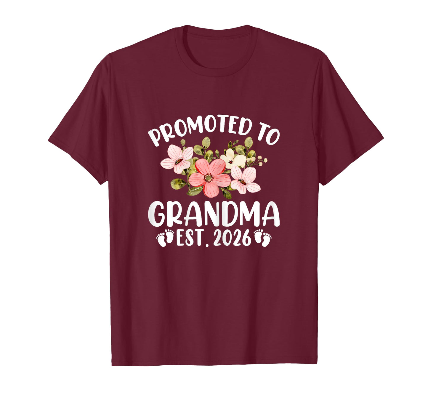 Promoted to Grandma 2026 First Time Nana Floral New Grandma T-Shirt