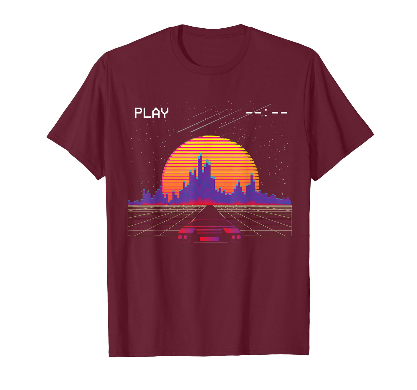cyberpunk outrun synthwave sunset fast car aesthetic t shirt T-Shirt