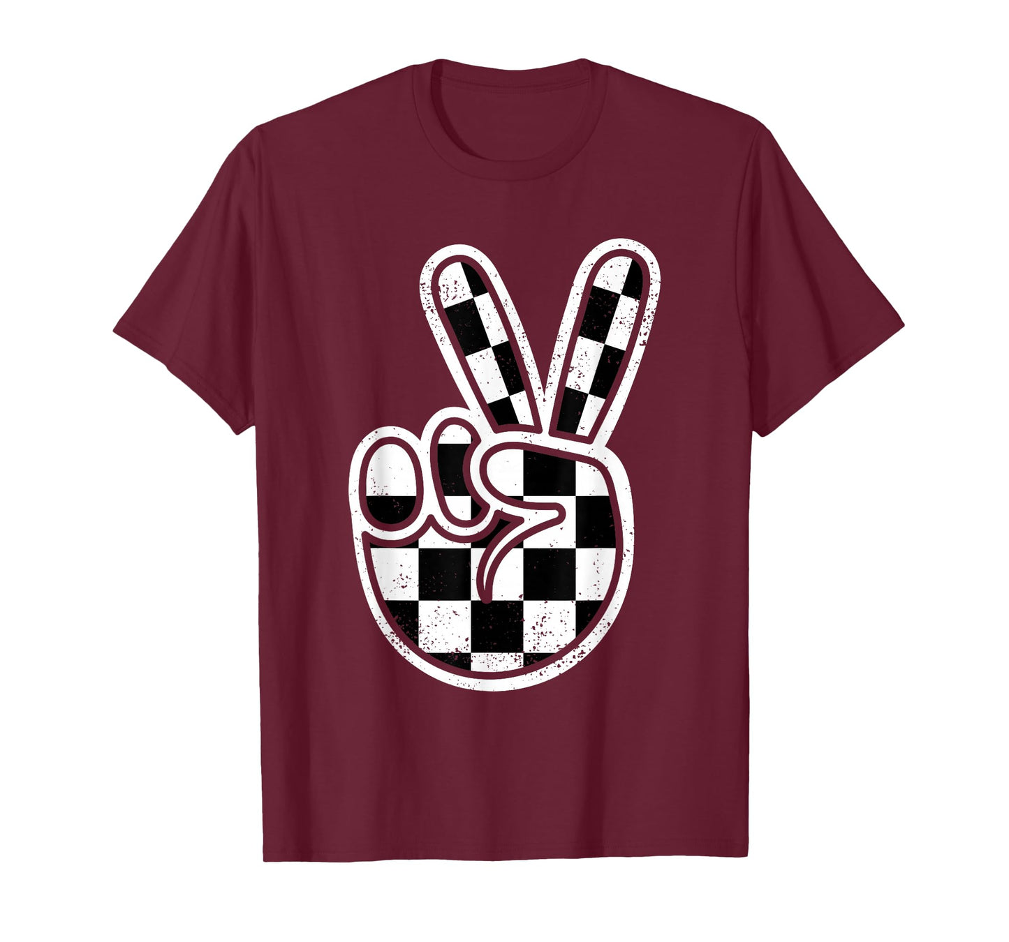 Checkered Peace Sign 60s 70s 80s Race Car Gamer Boys Toddler T-Shirt