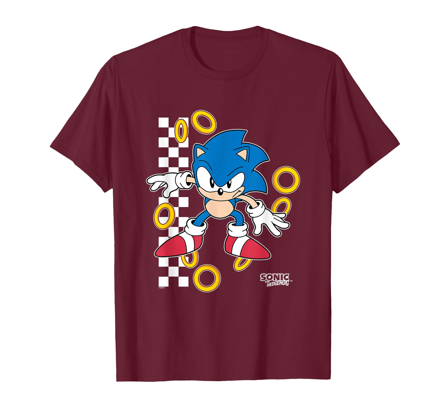 Sonic The Hedgehog Ready For Action Golden Rings Retro Shot T-Shirt