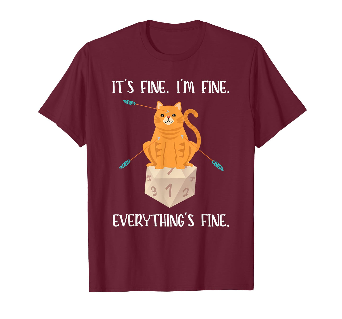 It's Fine RPG Gamer Cat D20 Dice Geek T-Shirt