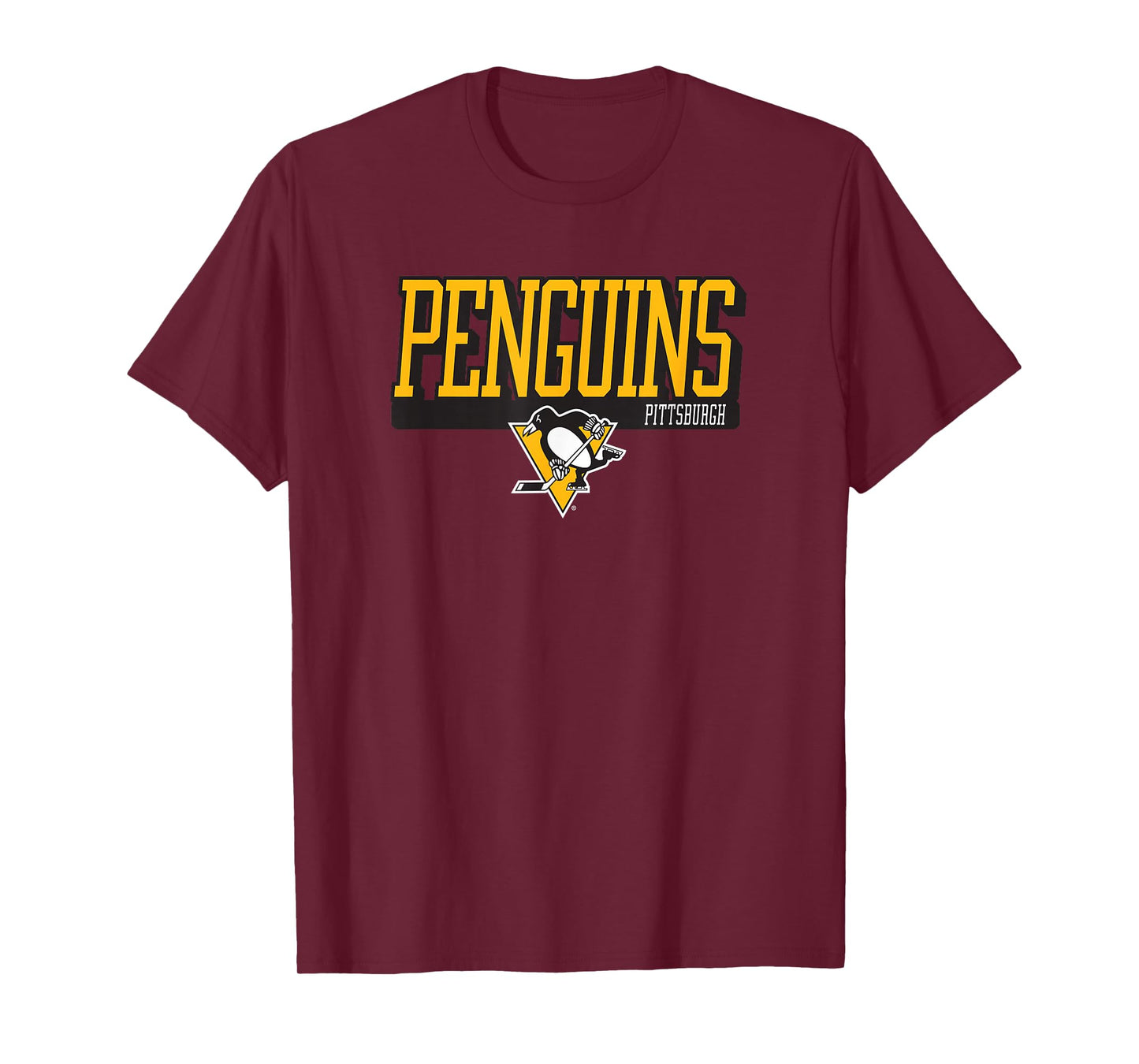 Pittsburgh Penguins Faceoff T-Shirt, NHL Officially Licensed, Grey, Unisex-Adults, Short Sleeve, Modern, Cotton Blend, Crew Neck, Small