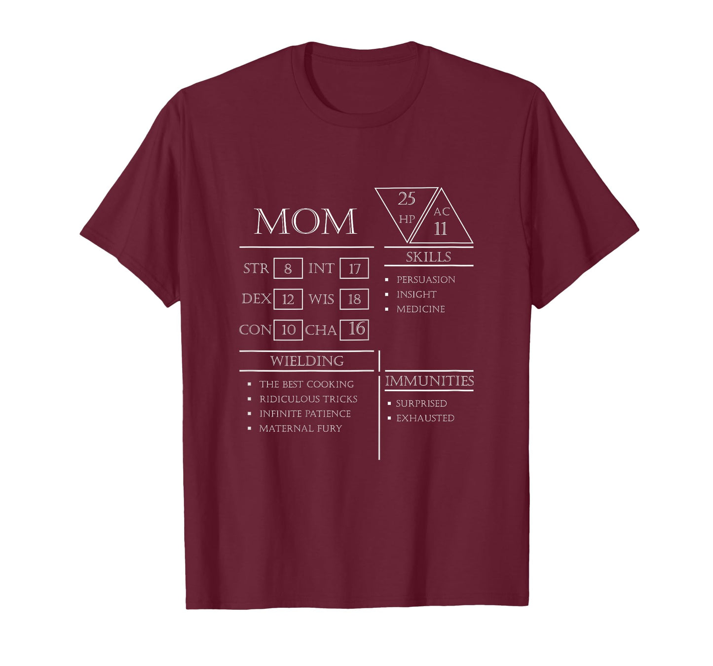 Roleplaying Dice Gamer Dragon Mom Stat Skills Wielding T-Shirt