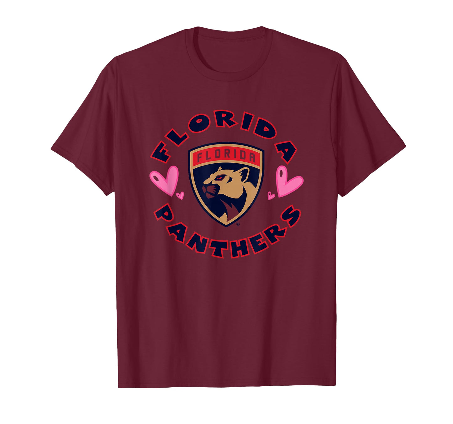 Florida Panthers Valentine Hearts NHL Officially Licensed T-Shirt