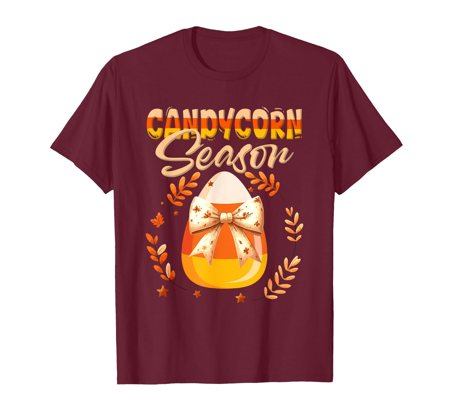 Candy Corn Season Halloween Candy Corn Bow Tie Floral Lover T-Shirt