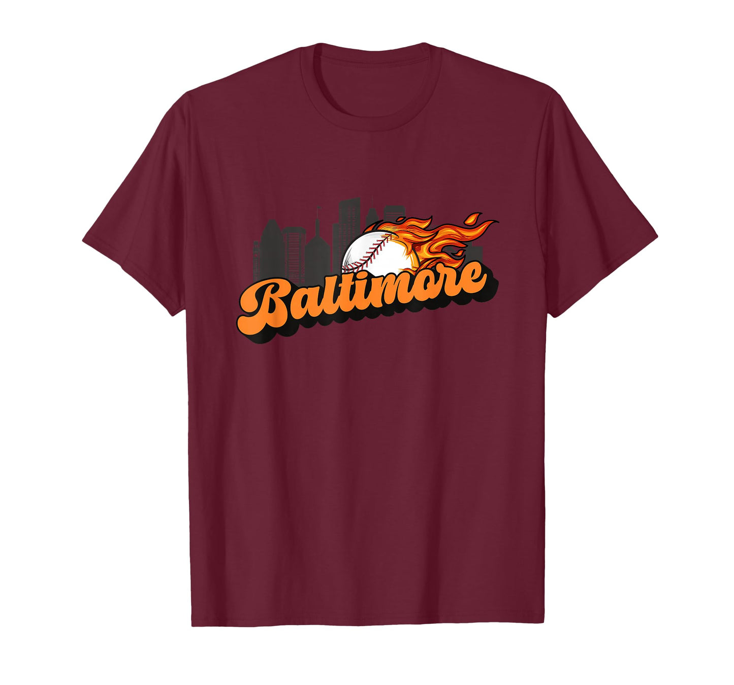 Baltimore Baseball Vintage City Skyline Retro Baseball Lover T-Shirt