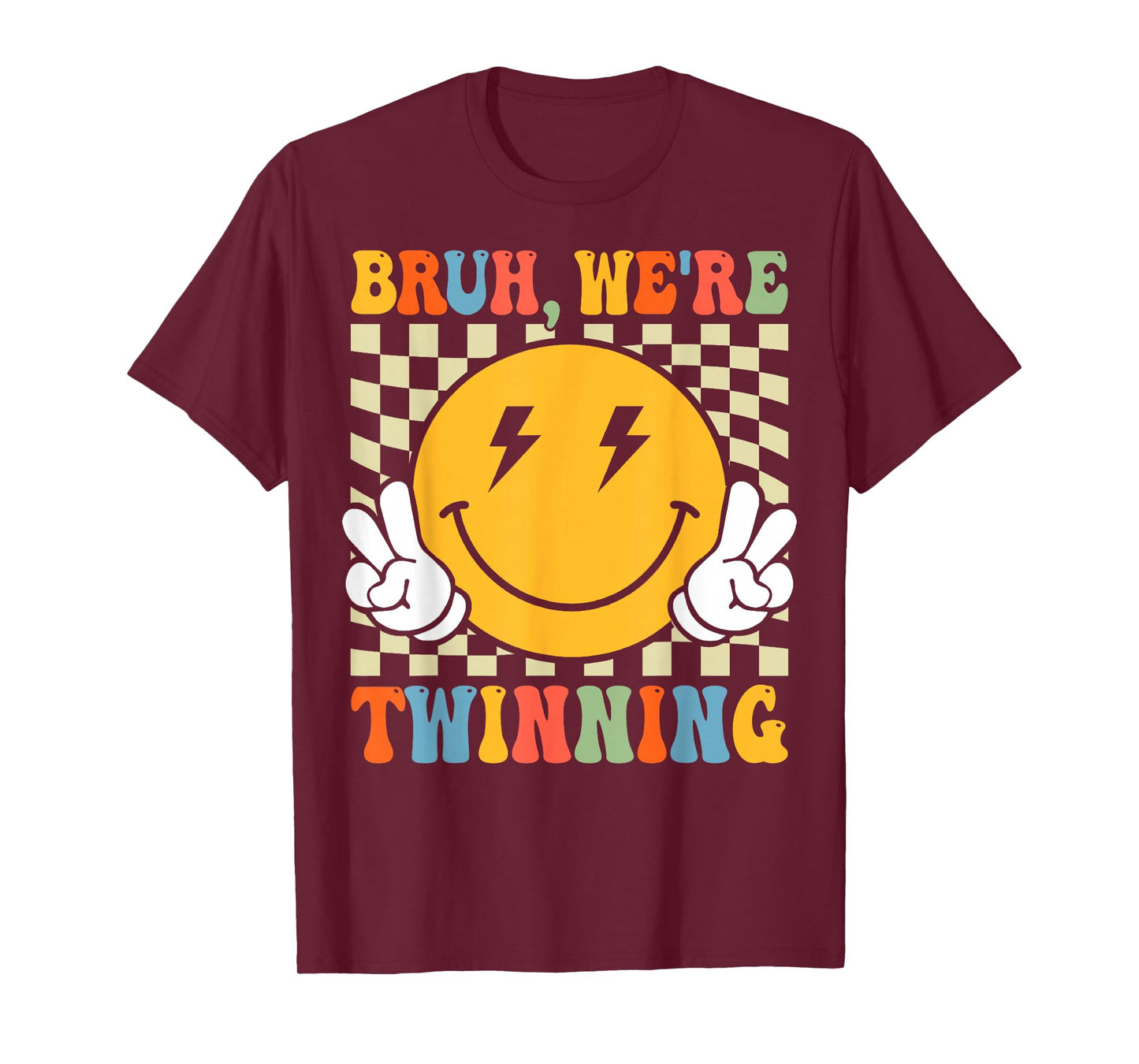 Bruh We're Twinning Retro Twin Day Spirit Week Boys Kids T-Shirt