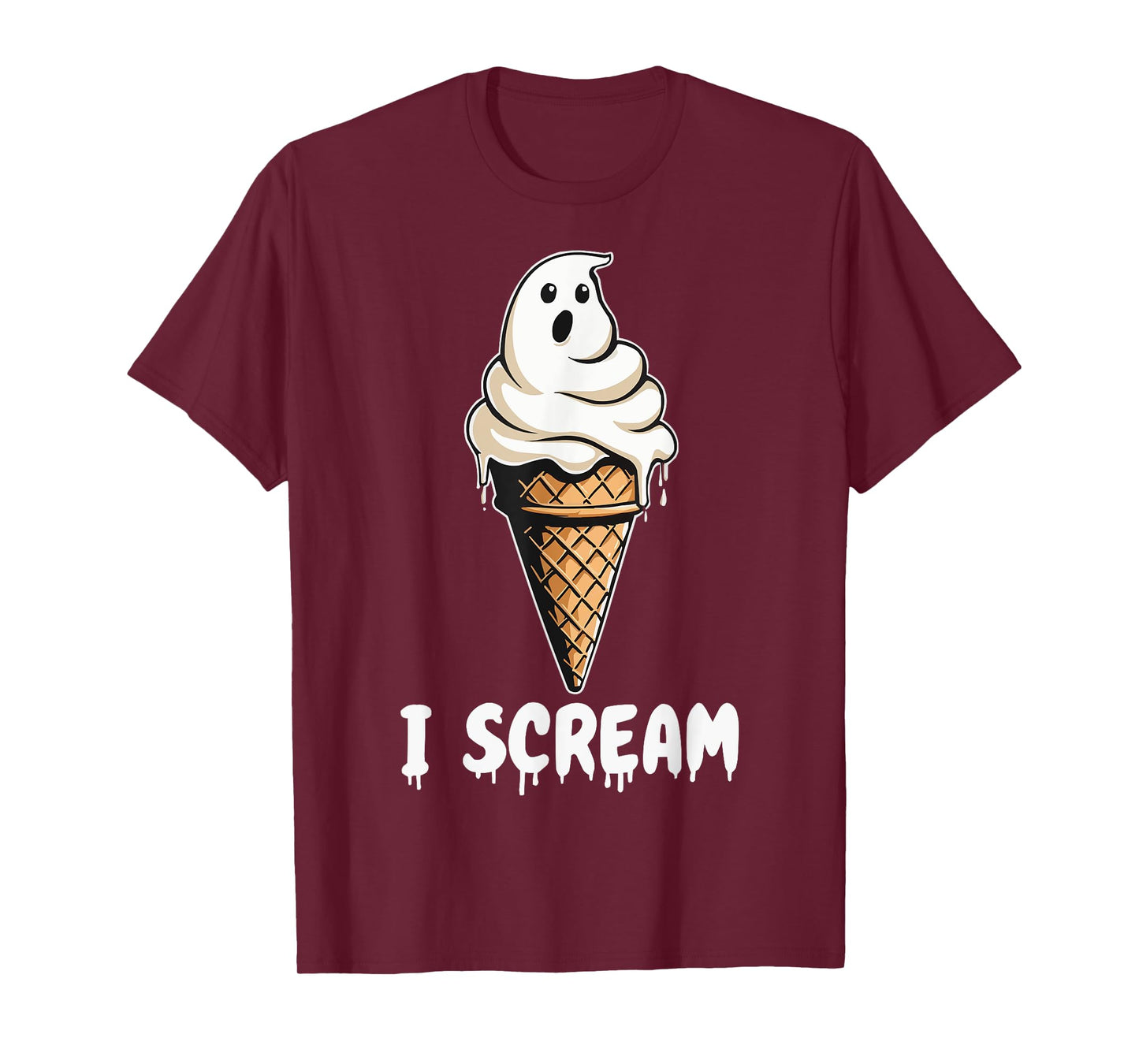 Funny Cute Ice Cream Ghost I Scream Halloween Party Costume T-Shirt
