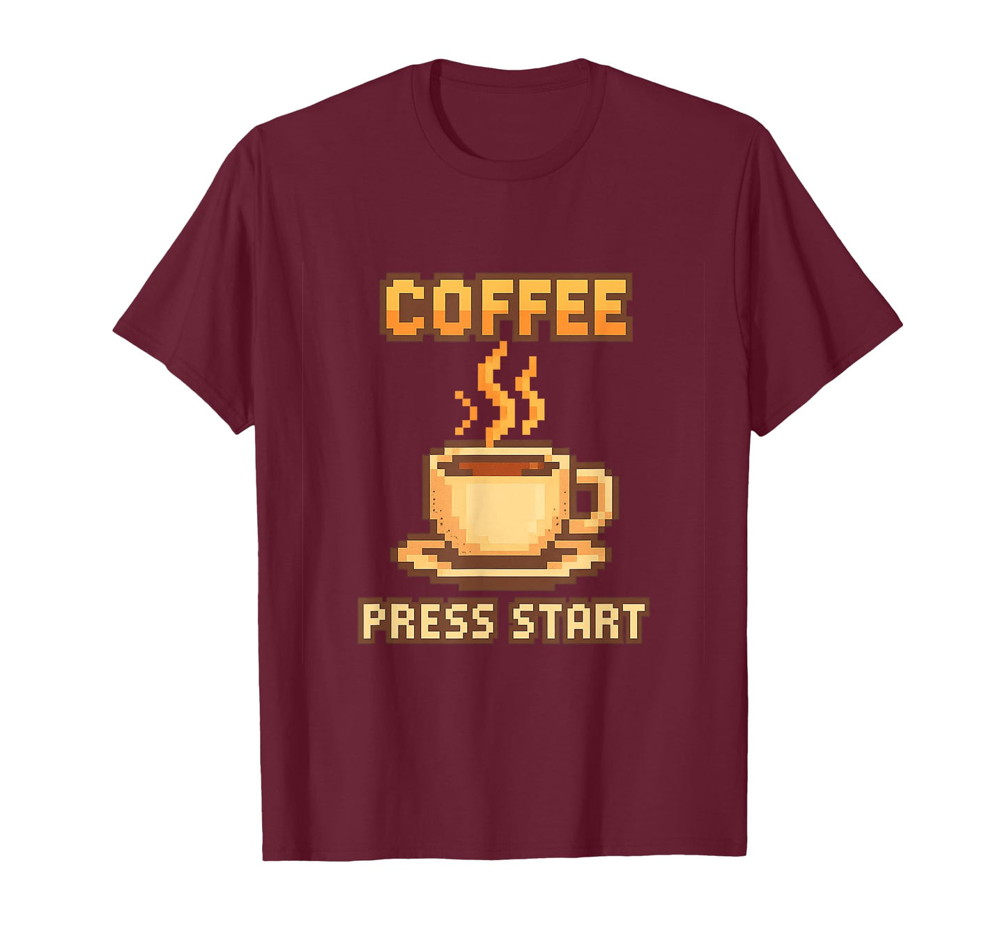 Coffee Press Start – Retro Gaming 8-Bit Pixel Art Design T-Shirt