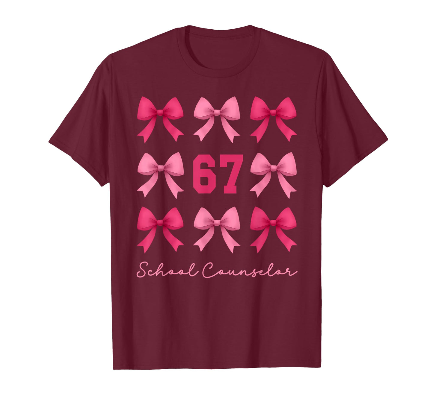 67 School Counselor Meme Coquette Bows Funny Six Seven T-Shirt