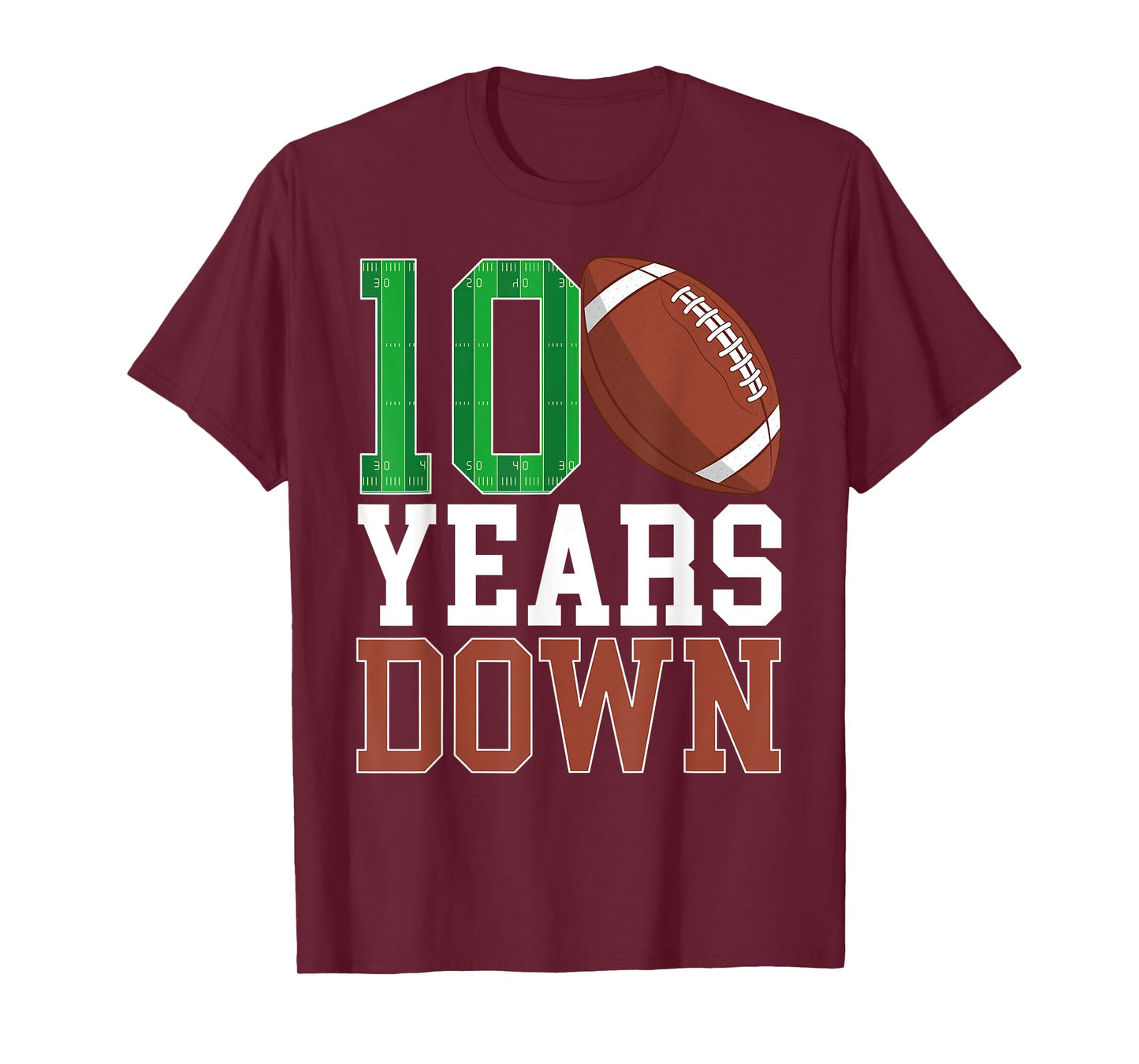 10th Birthday Football Ten Year Old Football Player T-Shirt