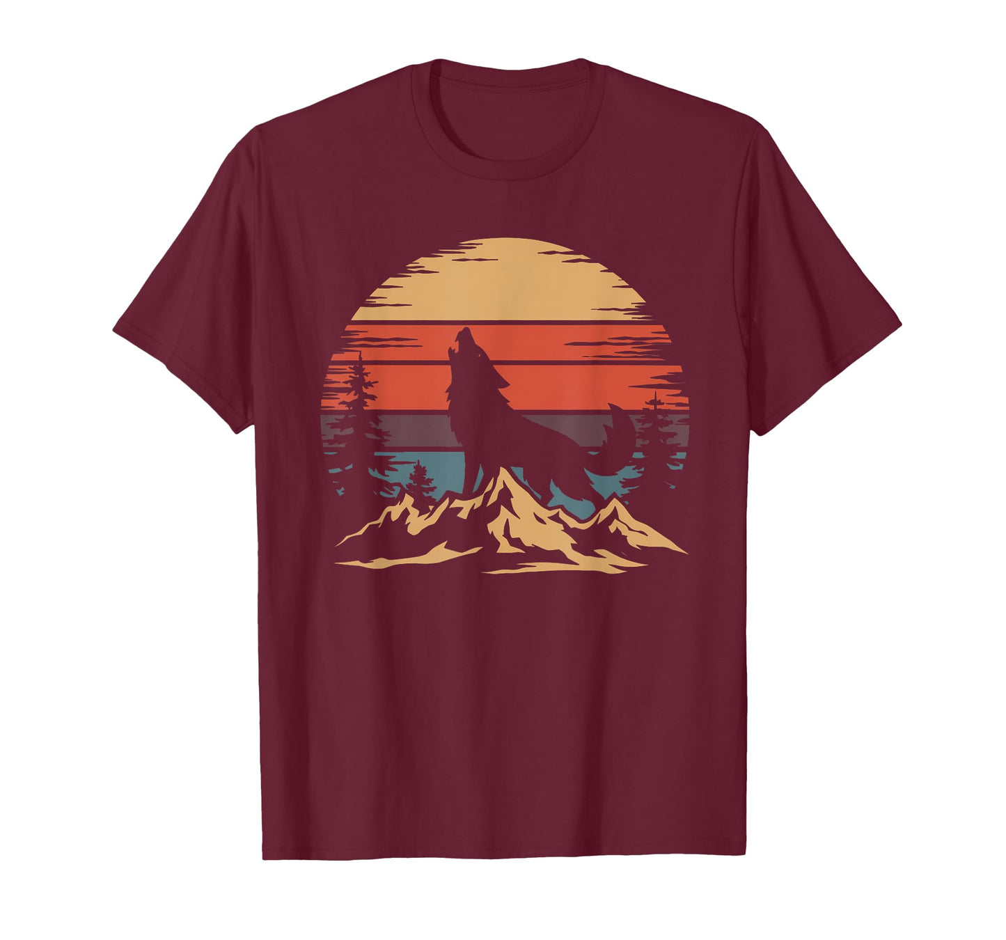 Wolf Mountain T-Shirt - Retro Wildlife Howling Wolf Nature T-Shirt