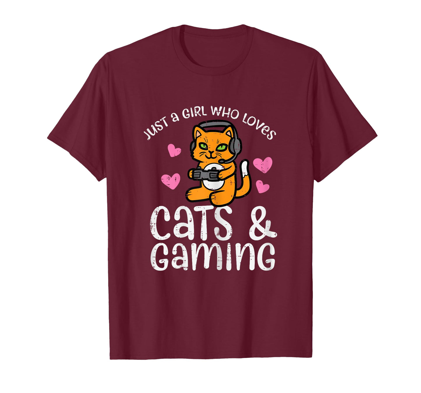 Just Girl Who Loves Cats Gaming Cute Gamer Women Girls Kids T-Shirt