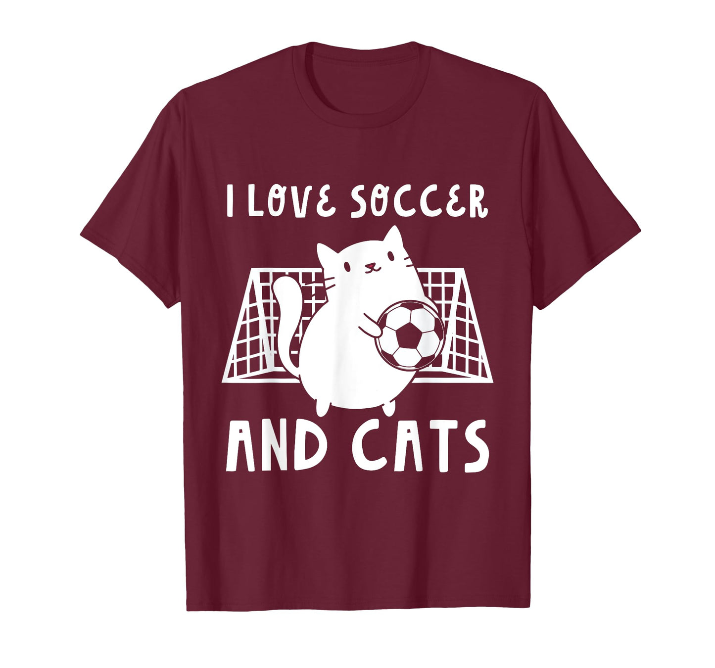 Cute I Love Soccer And Cats Funny Soccer Goalie Goalkeeper T-Shirt