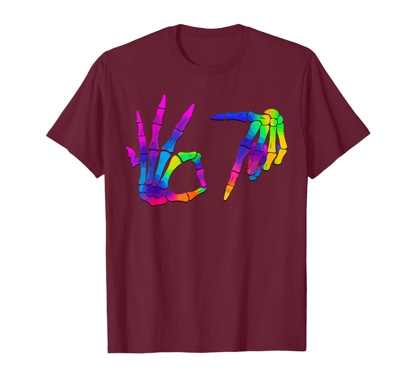 Six Seven 6 7 Meme 67 Skeleton Hand Halloween Costume T-Shirt