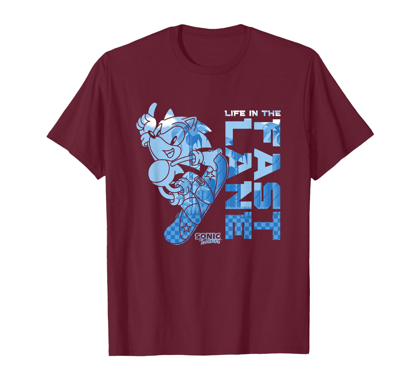 Sonic The Hedgehog Life in the Fast Lane Snowboarding Retro T-Shirt
