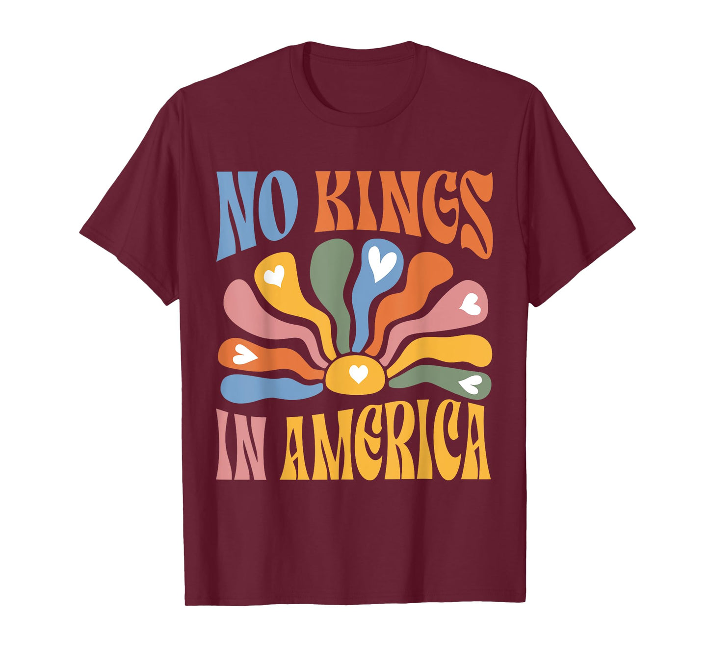 Vintage No Kings In America Boho Floral Quote Women T-Shirt
