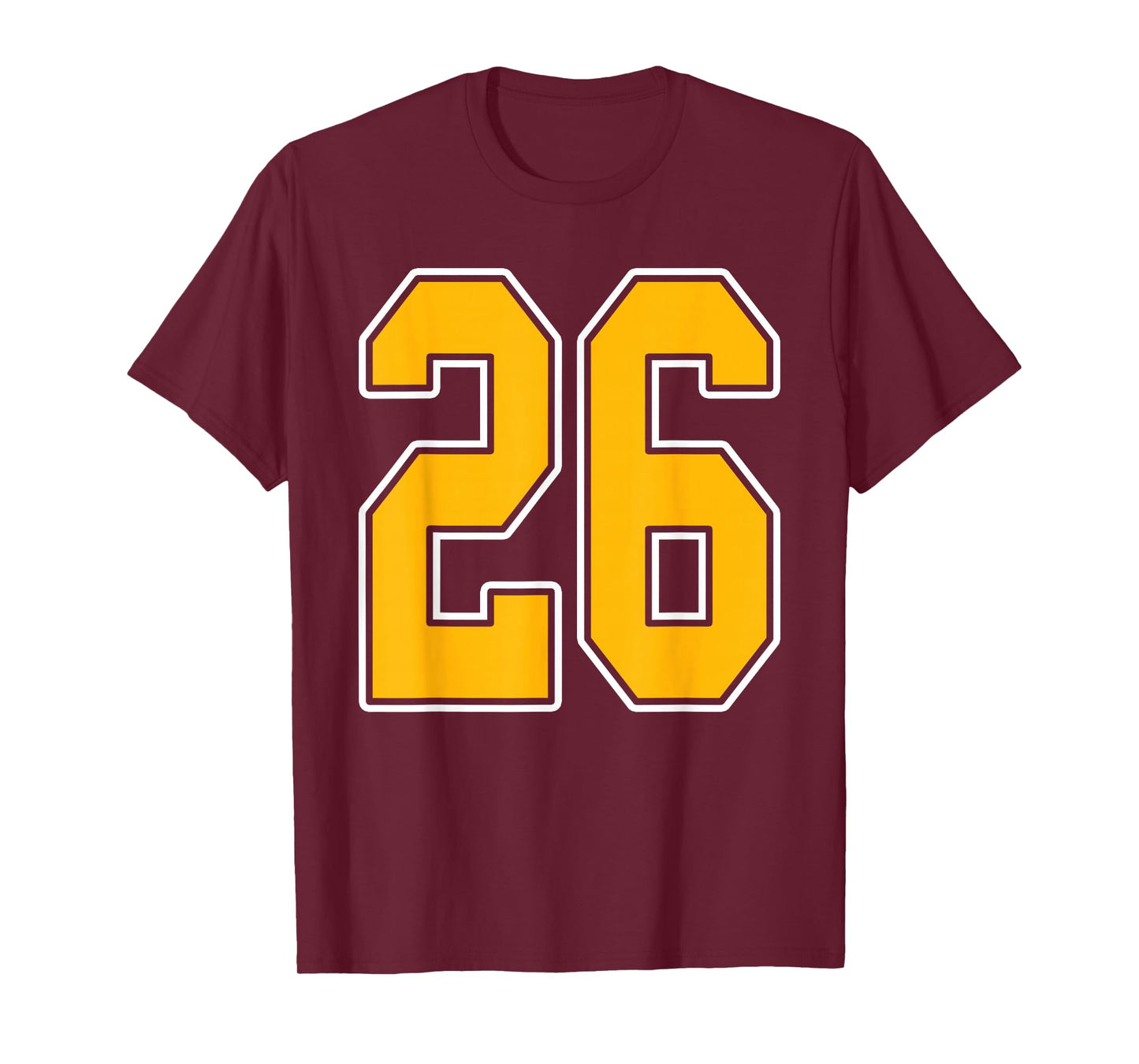 Gold and White Sports Number 26 Jersey Uniform Player T-Shirt
