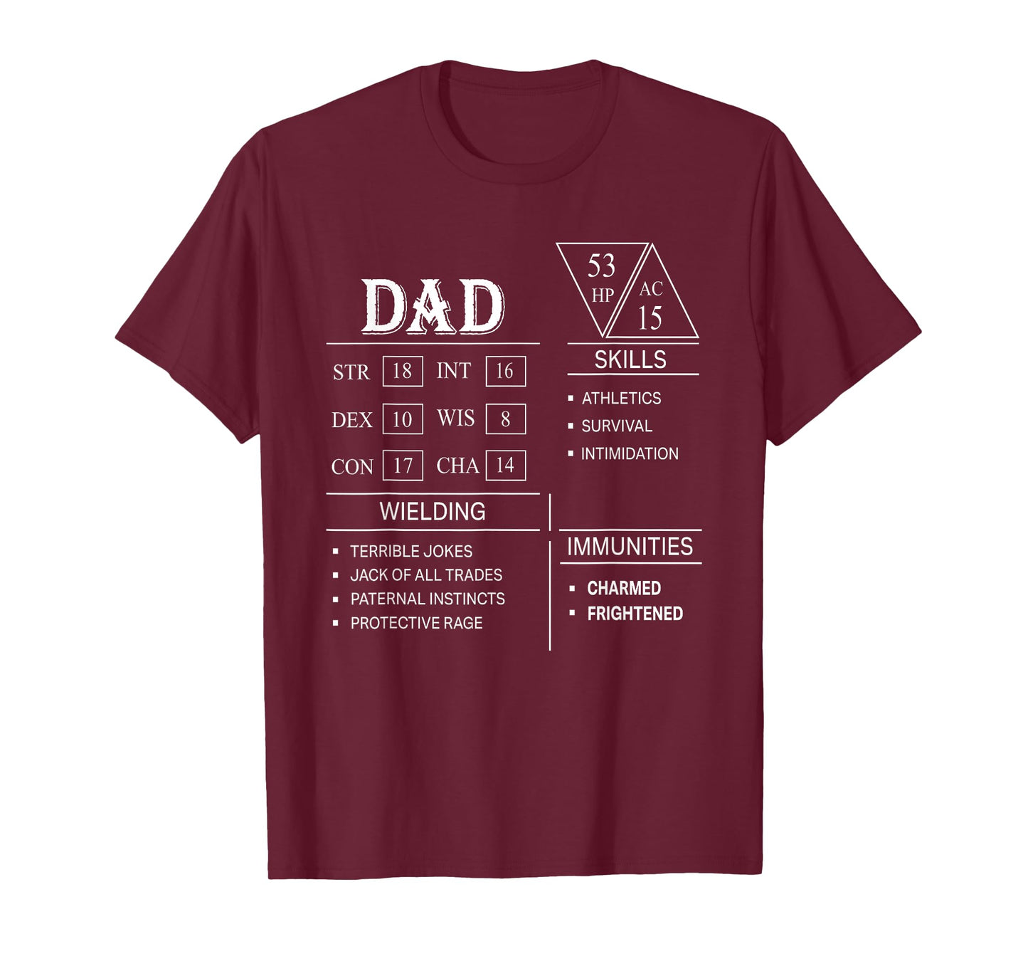 Roleplaying Dice Gamer Dragon Dad Stat Skills Wielding T-Shirt