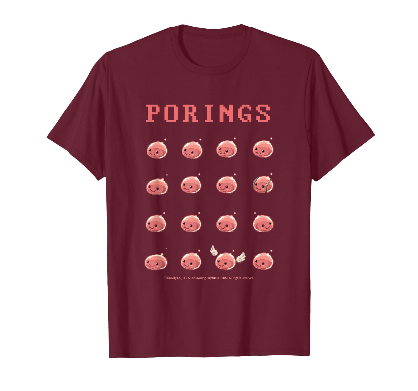 Ragnarok Stand Out Winged Poring Cute Pixel Graphic Tee T-Shirt
