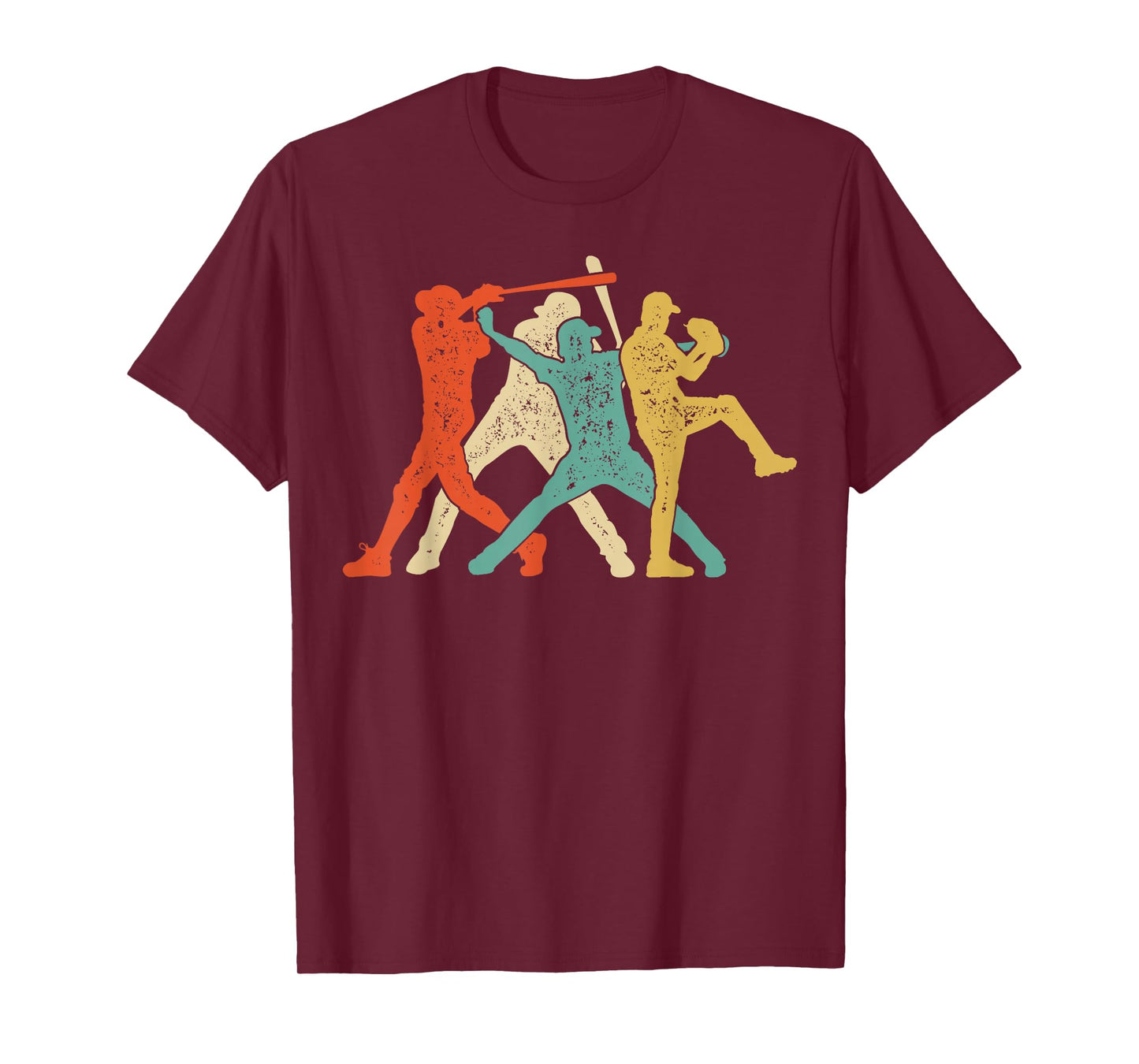 Baseball Retro Vintage Catcher Pitcher Batter Boys Men Sport T-Shirt