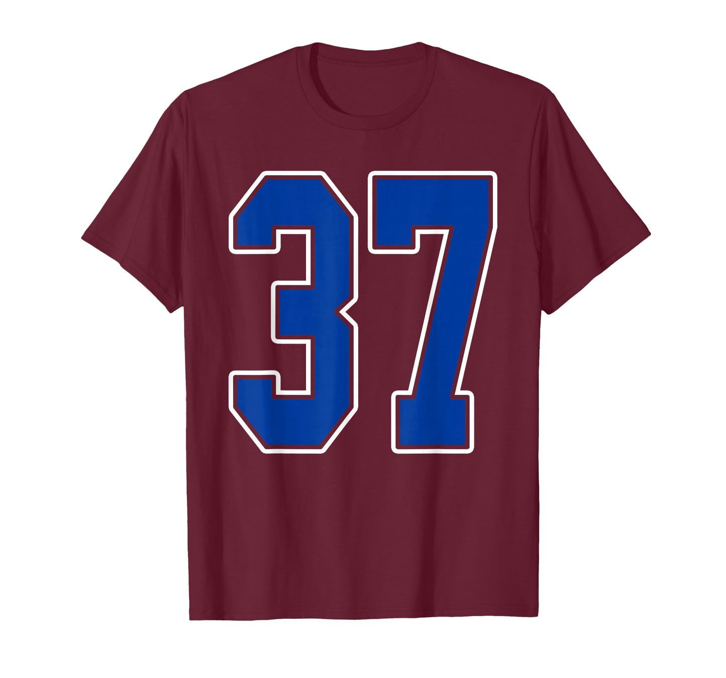 Royal Blue and White Number 37 Jersey Player Uniform #37 Fan T-Shirt