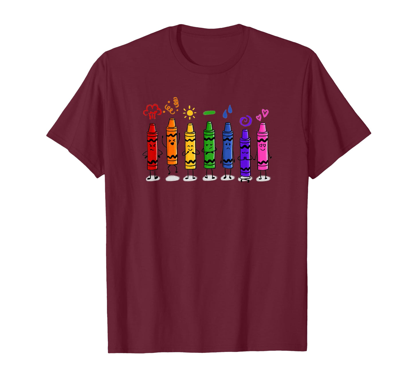 Colorful Color Crayon Attitudes Emotions of the Rainbow T-Shirt