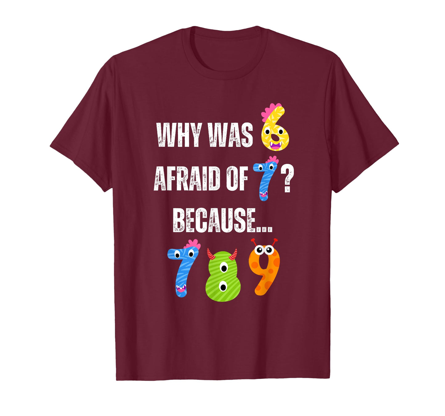 Why Was 6 Afraid Of 7 Joke Funny Maths Numbers Day Kids T-Shirt