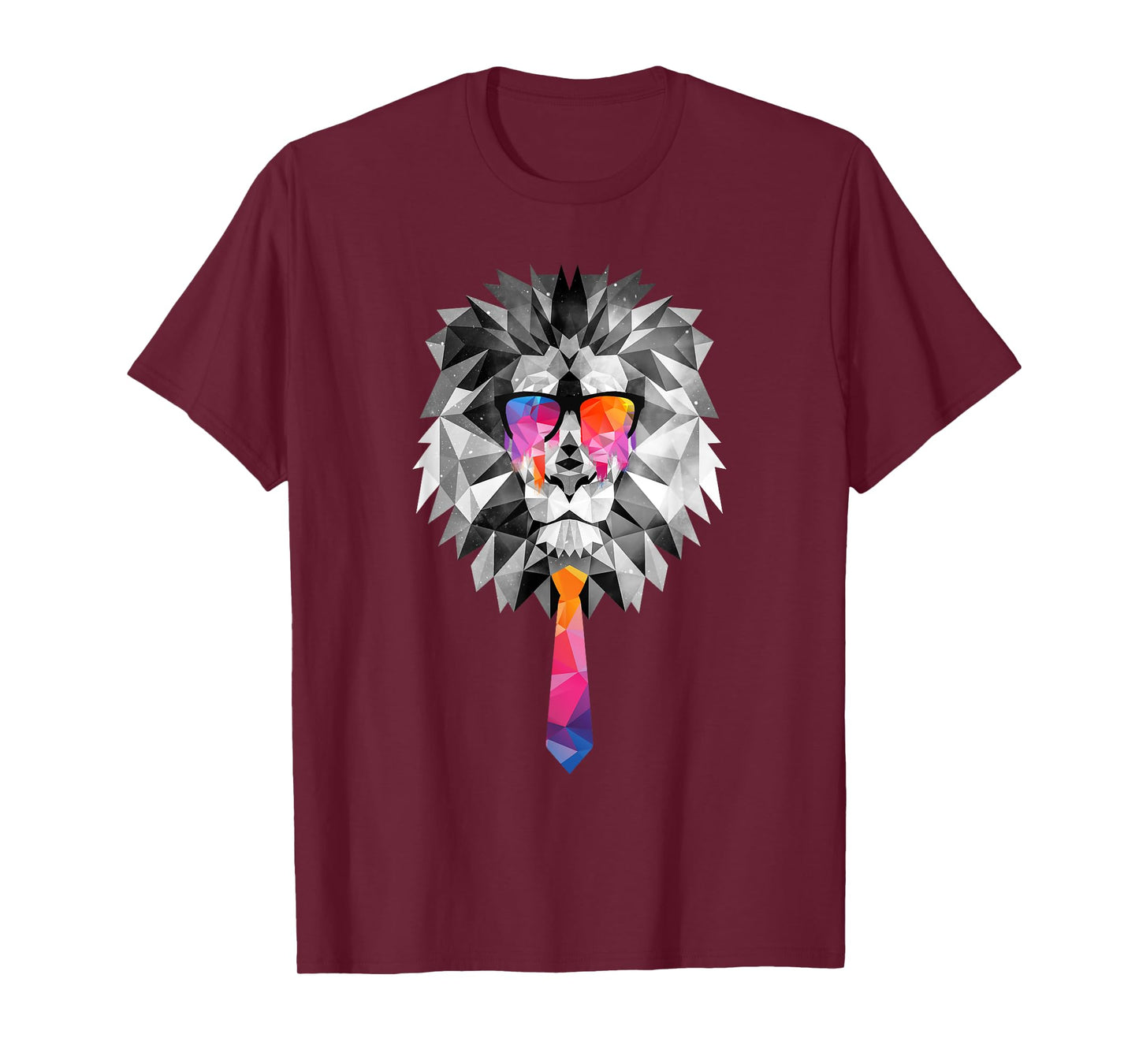 Lion Head T-Shirt with Sunglasses Geometric Low Poly T-Shirt