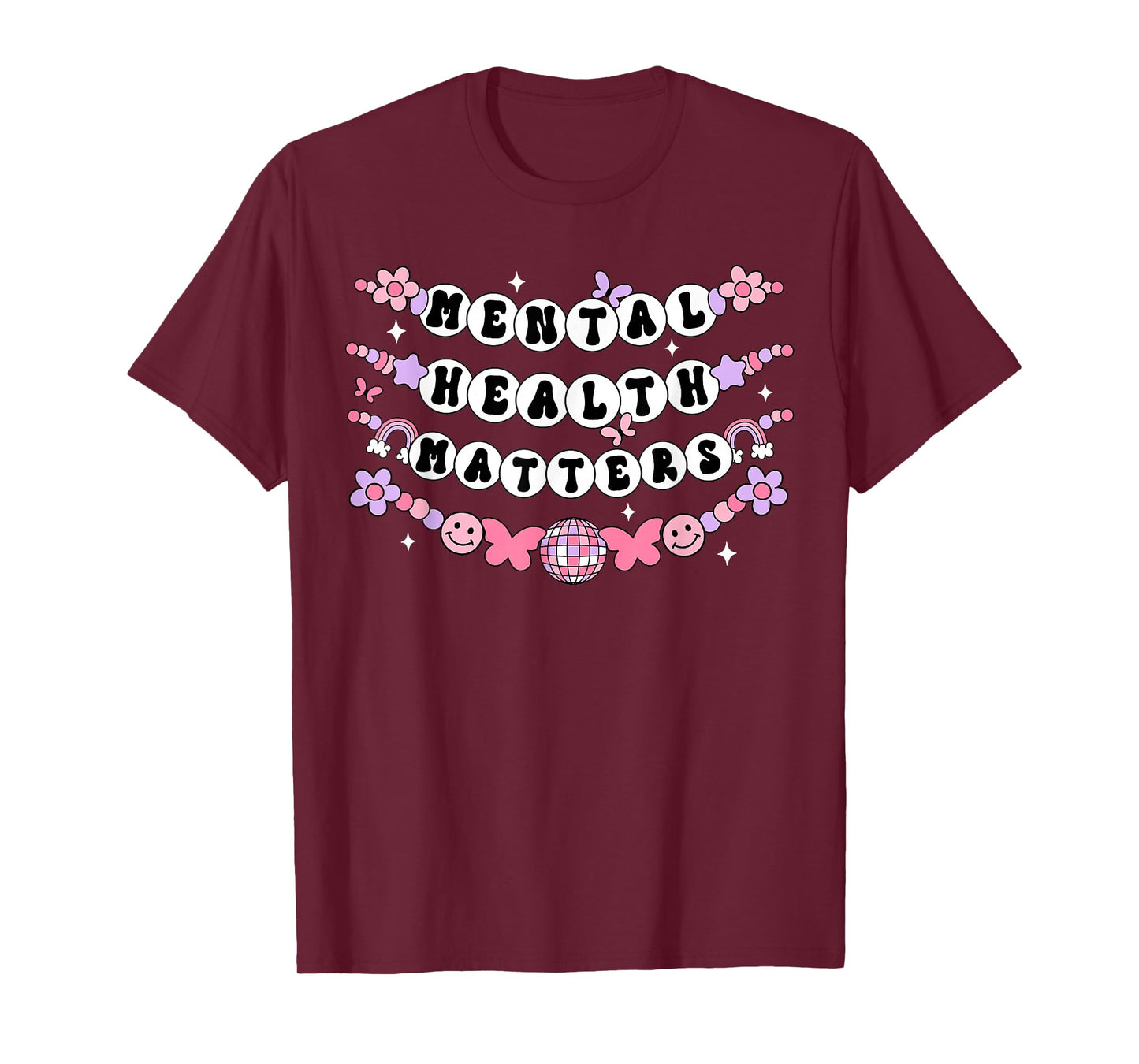 Mental Health Matters Groovy Friendship Bracelet Self Love T-Shirt