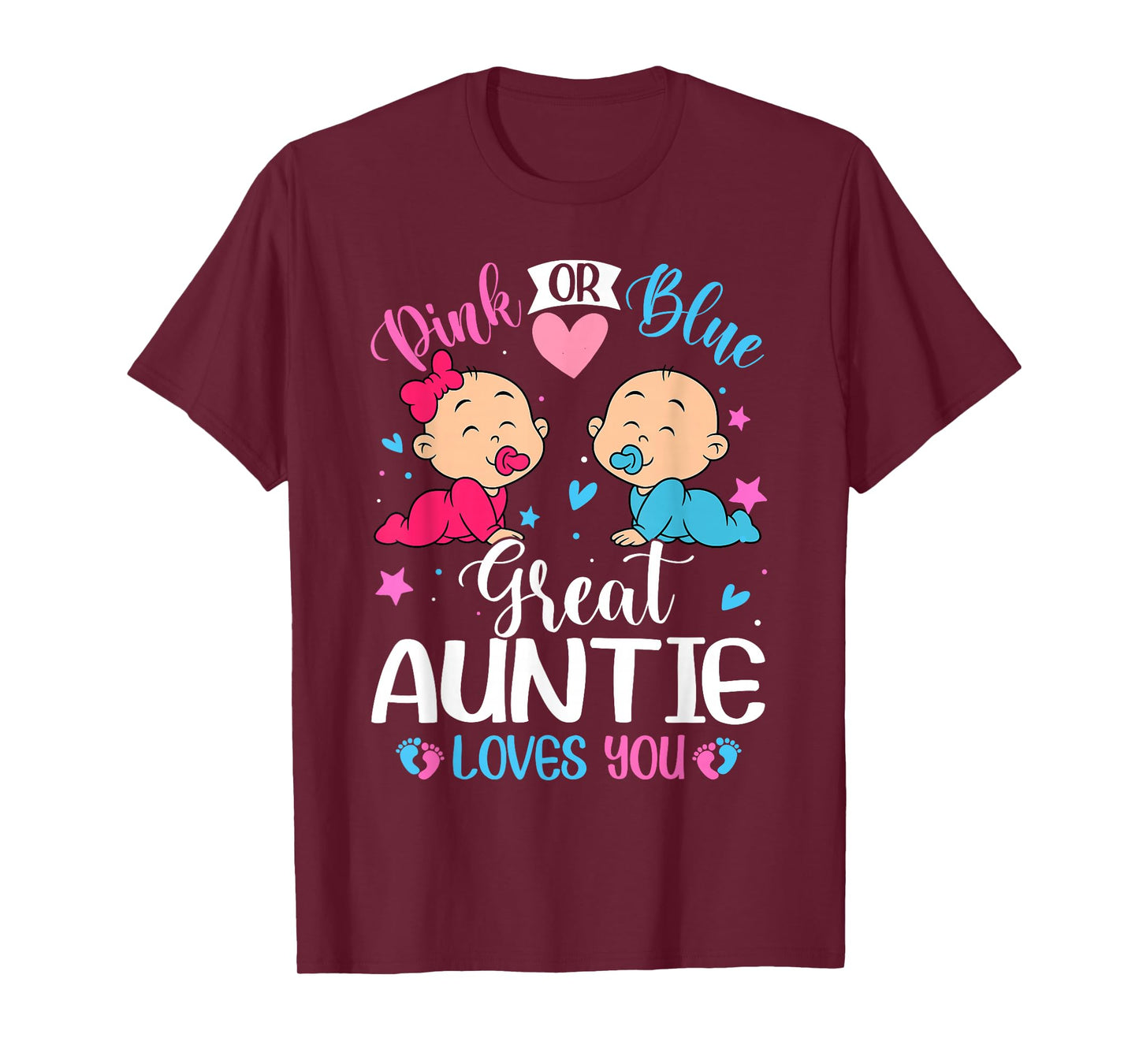 Pink Or Blue Great Auntie Loves You Gender Reveal T-Shirt