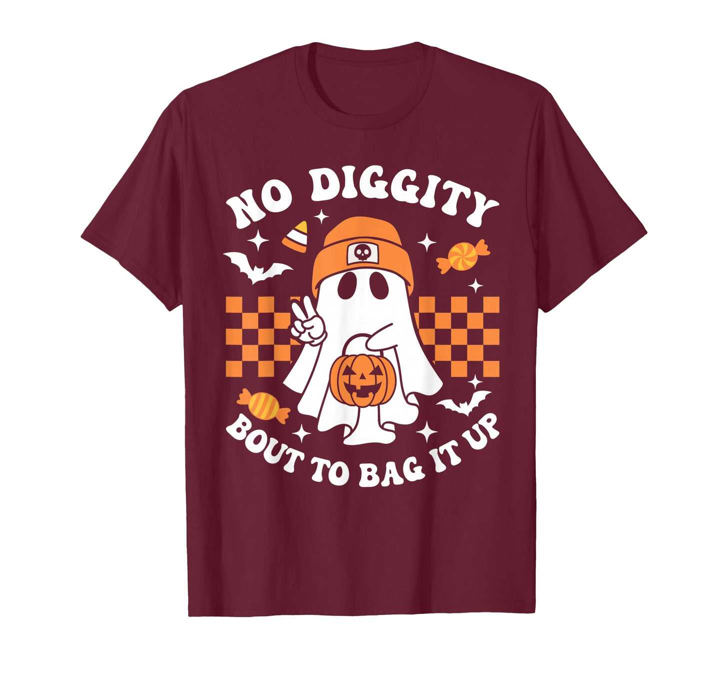 Halloween Ghost No Diggity Bout To Bag It Up Kids Toddler T-Shirt
