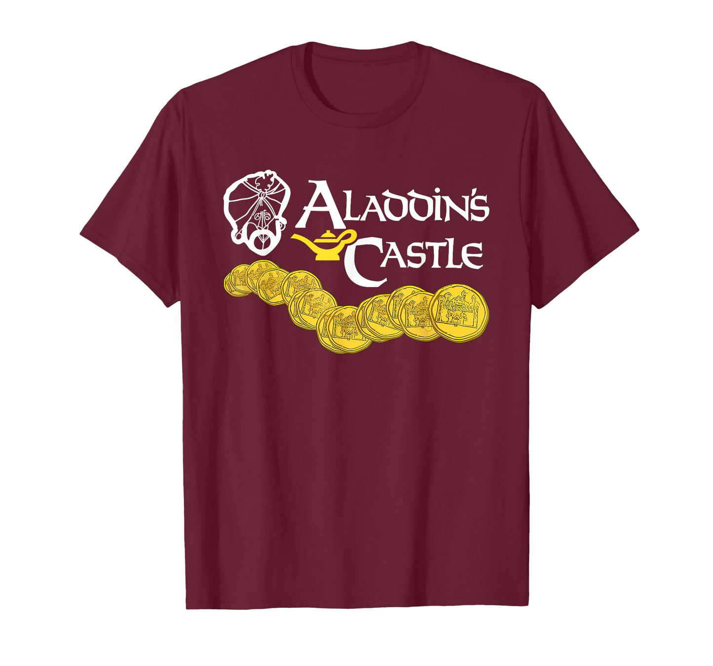 Aladdin's Castle Funny Quote T-Shirt - Unisex Adults - Black - Small - Short Sleeve - Classic Fit