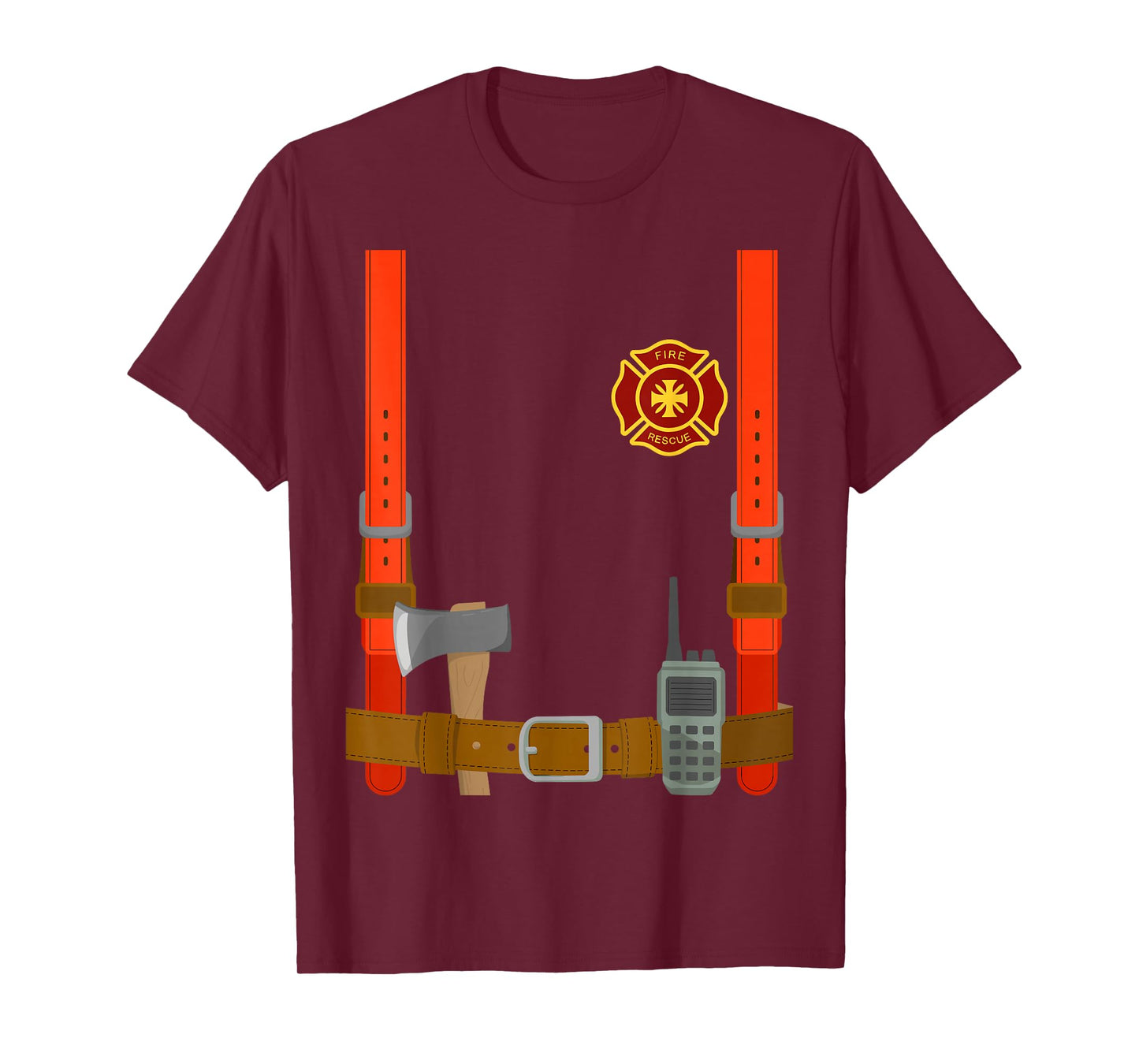 Firefighter Costume Halloween Fireman Uniform T-Shirt