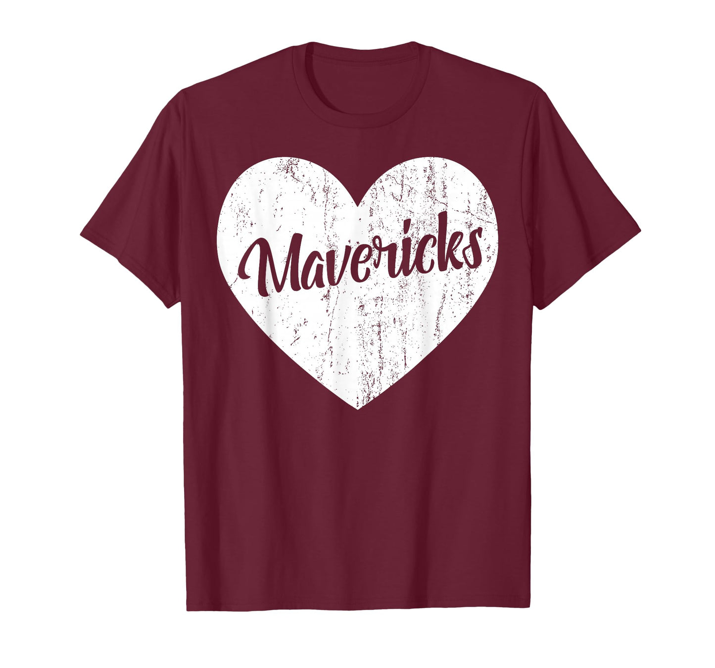 Mavericks School Sports Fan Team Spirit Mascot Heart Gift T-Shirt