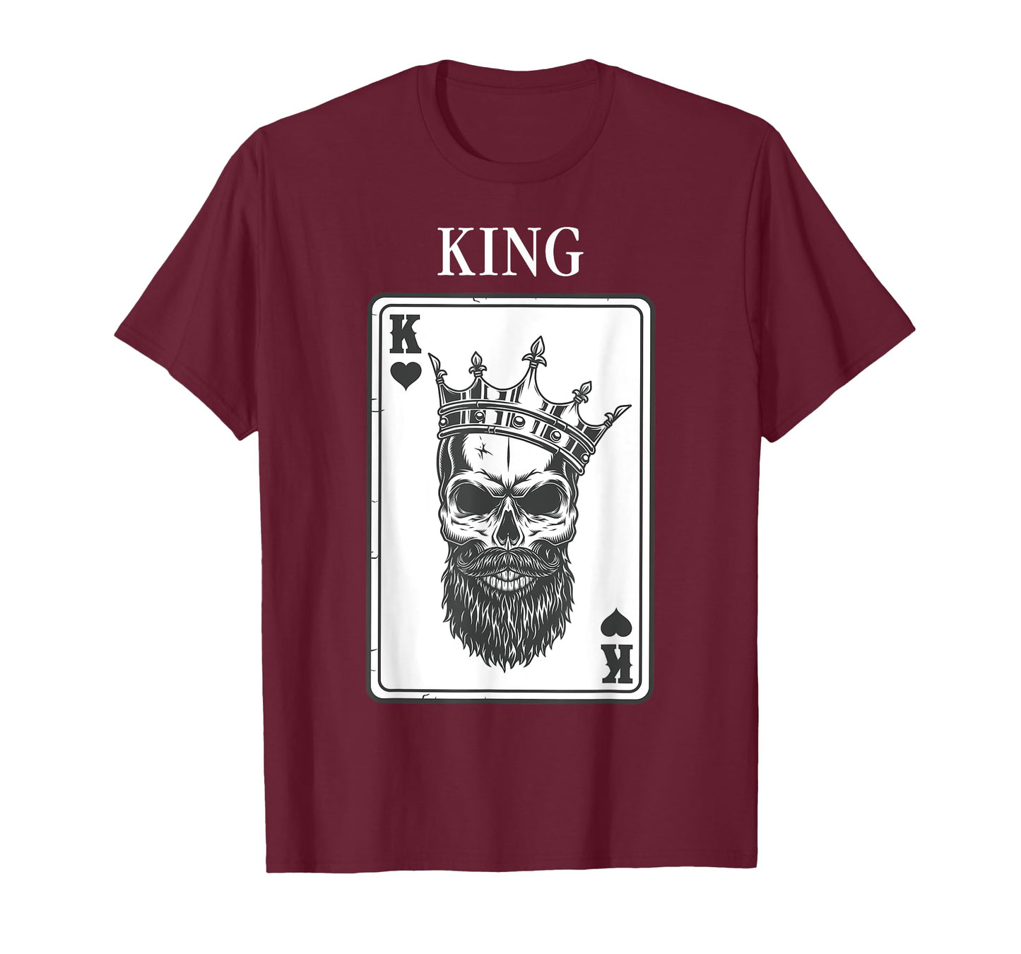 King And Queen Skull - 1/2 Card Hearts Flush Couple Matching T-Shirt