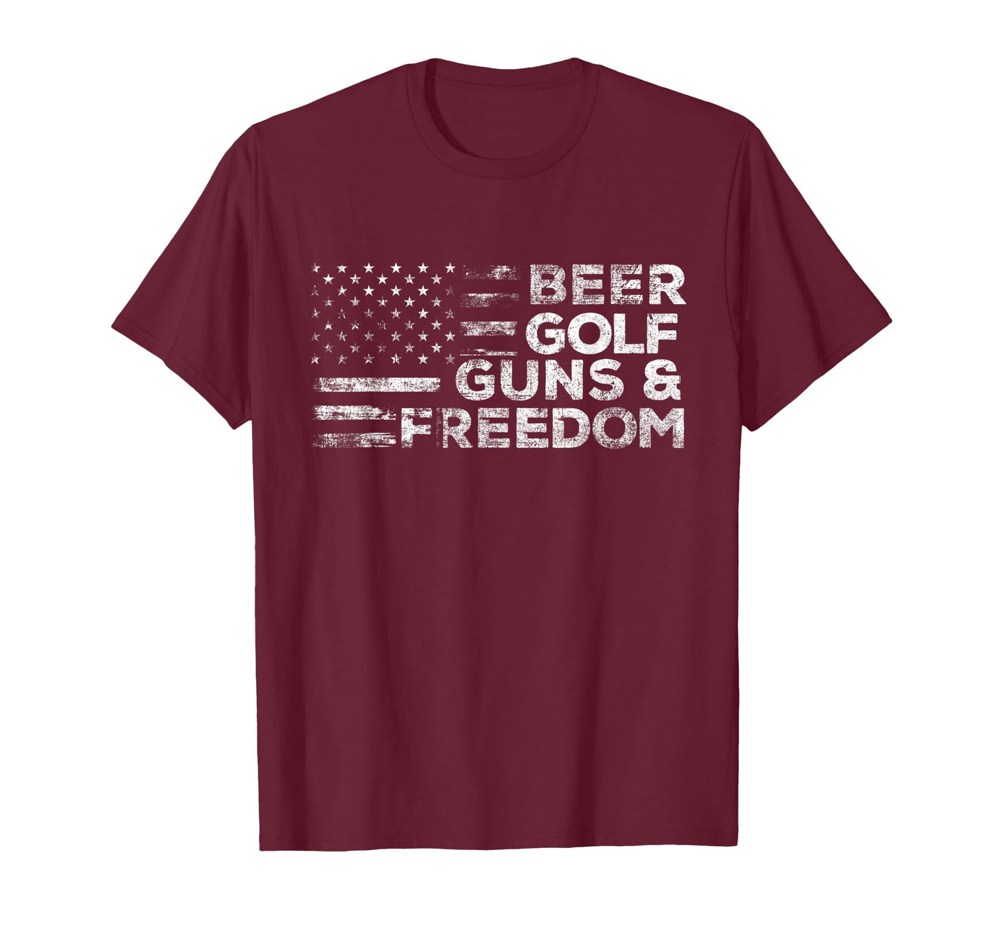 Beer Golf Guns & Freedom - USA American Flag Golfer Golfing T-Shirt for Women Men