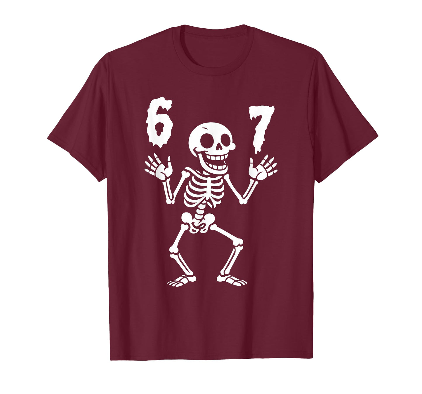 Funny Six Seven Skeleton Halloween 6 7 Meme T-Shirt