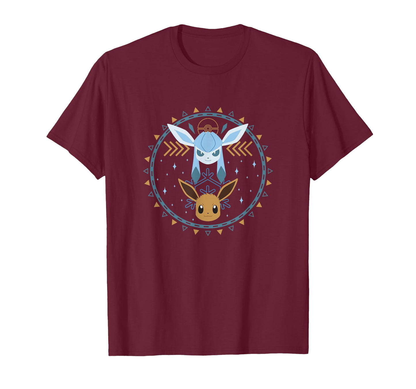 Pokémon Eevee & Glaceon Winter Themed Circle Portrait T-Shirt