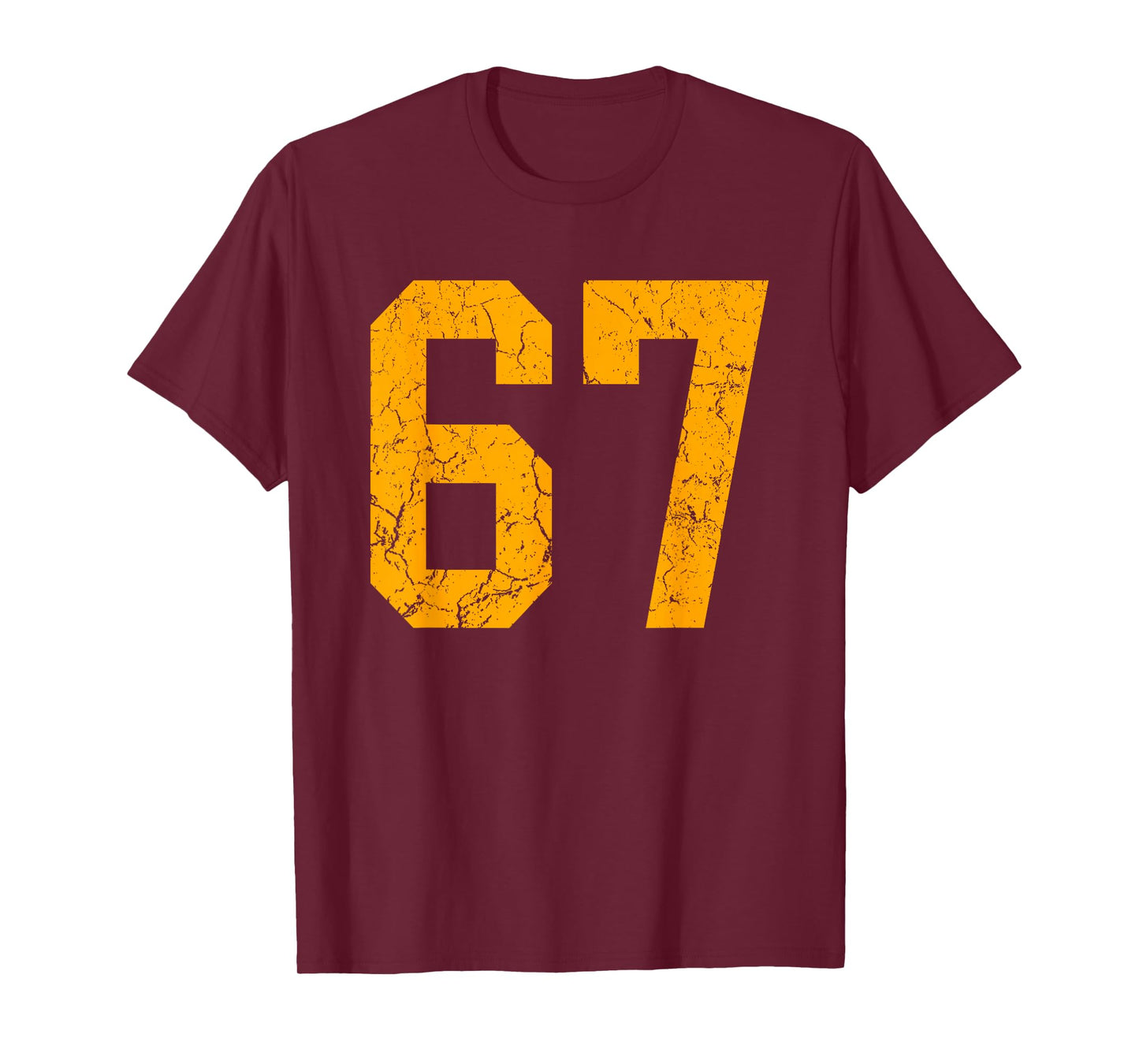 Distressed Orange Number 67 Jersey Player Uniform #67 T-Shirt