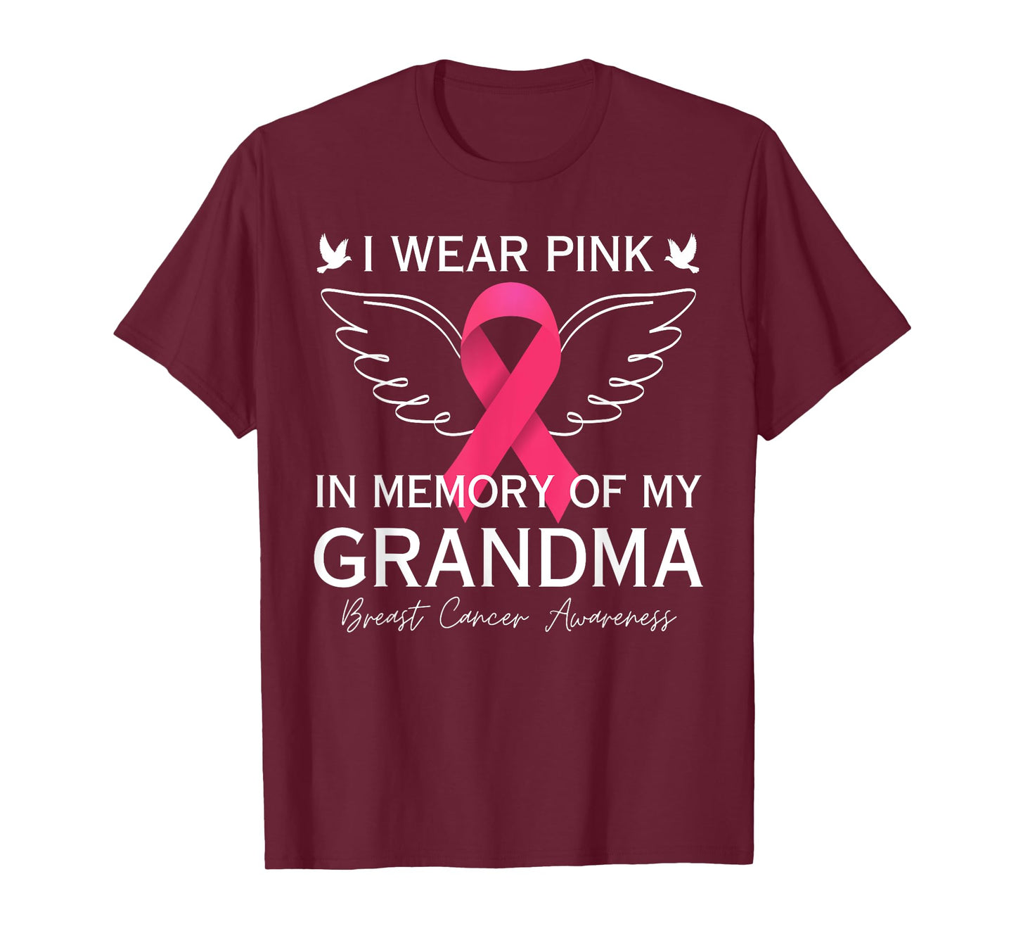 I Wear Pink In Memory Of My Grandma Angel In Heaven Memory T-Shirt