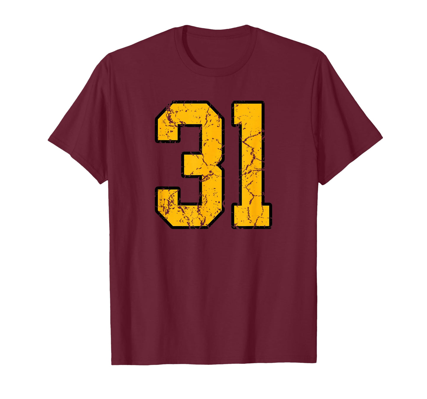 Gold and Black Sports Number 31 Jersey Uniform Player T-Shirt