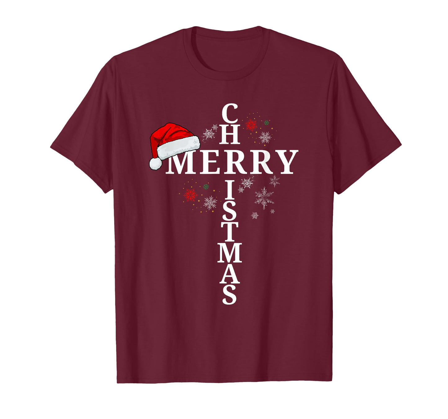 Funny Merry Christmas Xmas Cross Christian Snow T-Shirt